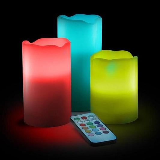 LED Echtwachskerze "Luma" (3er-Set)