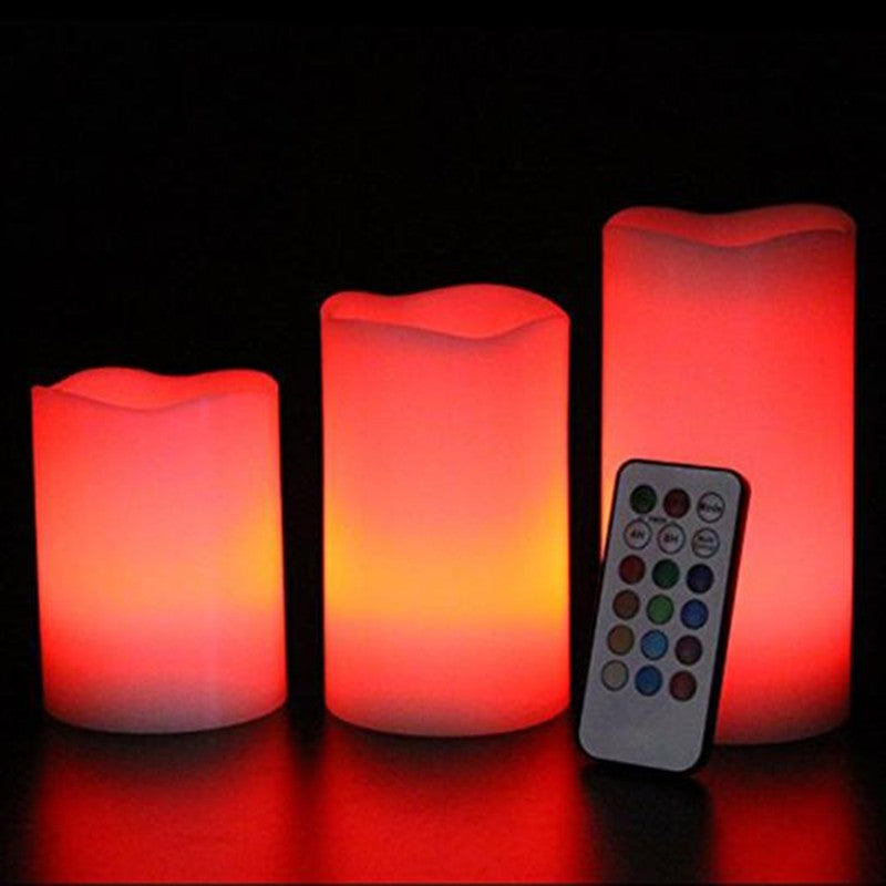 LED Echtwachskerze "Luma" (3er-Set)